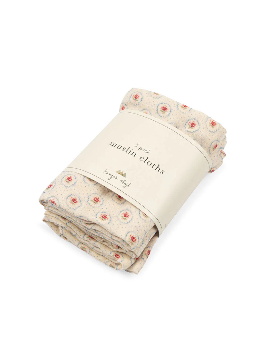 3-pak stofbleer med fint blomsterprint fra danske Konges Sløjd