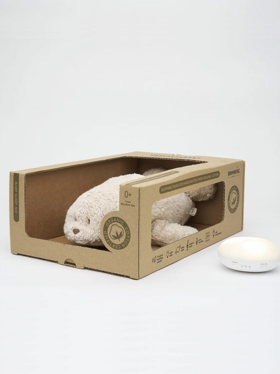 Bamse sæl med lys og lyd fra Moonie 2.0, Sand.