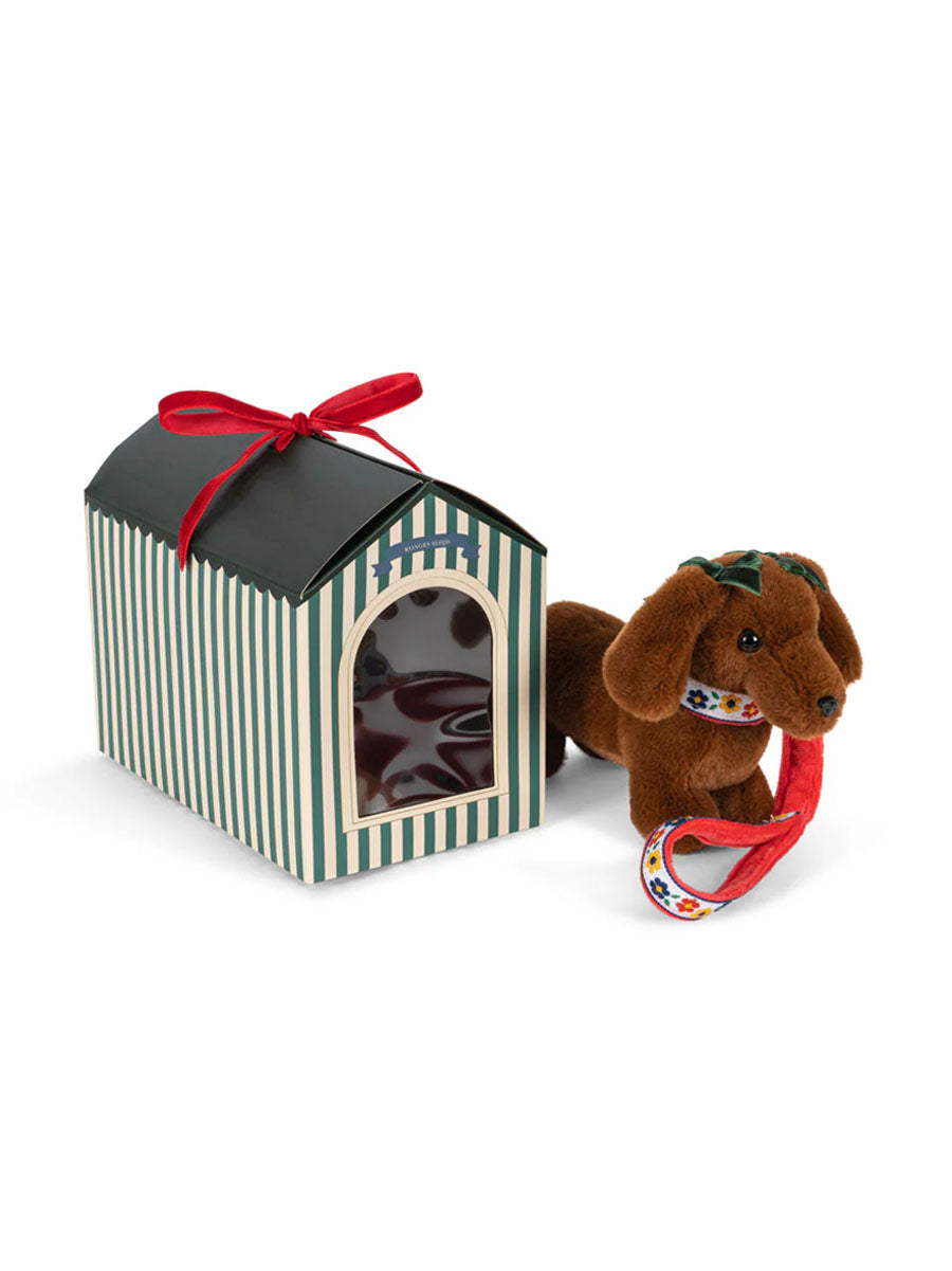 Blød hundehvalp i eget hus fra Konges Sløjd