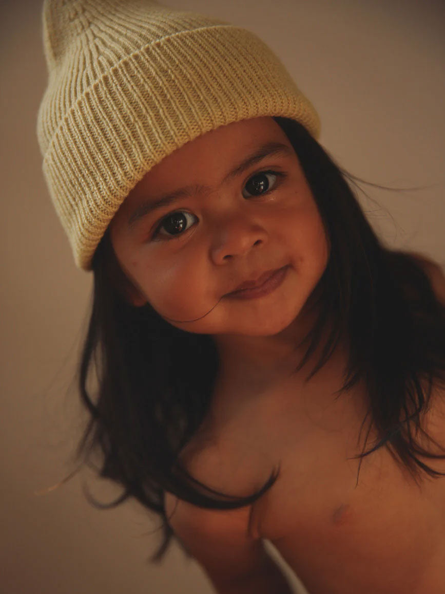 Beanie i merinould fra Hvid Knitware, Fonzie - Light Yellow