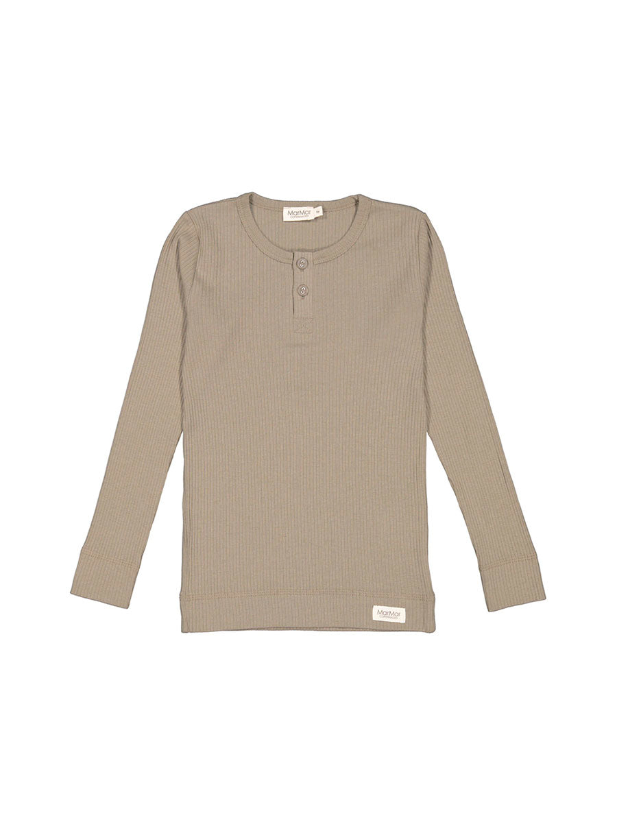 Bluse med rib fra MarMar - Driftwood