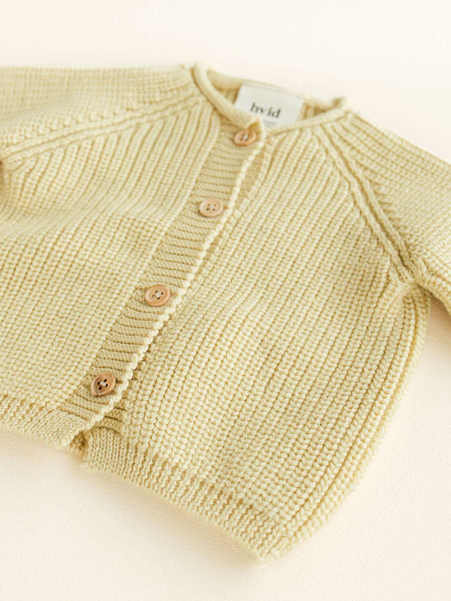 Cardigan i merinould fra Hvid - Inga Light Yellow