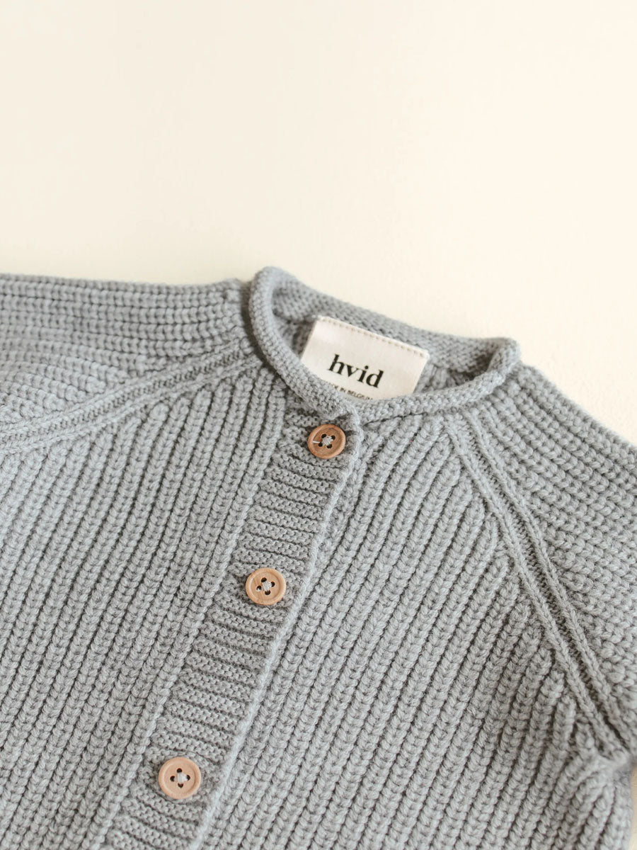 Cardigan i merino uld fra Hvid - Inga Grey Melange.
