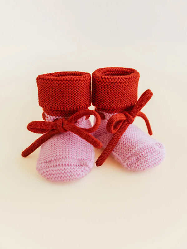 Futter i merino uld fra Hvid Knitware - Cotton candy/Red