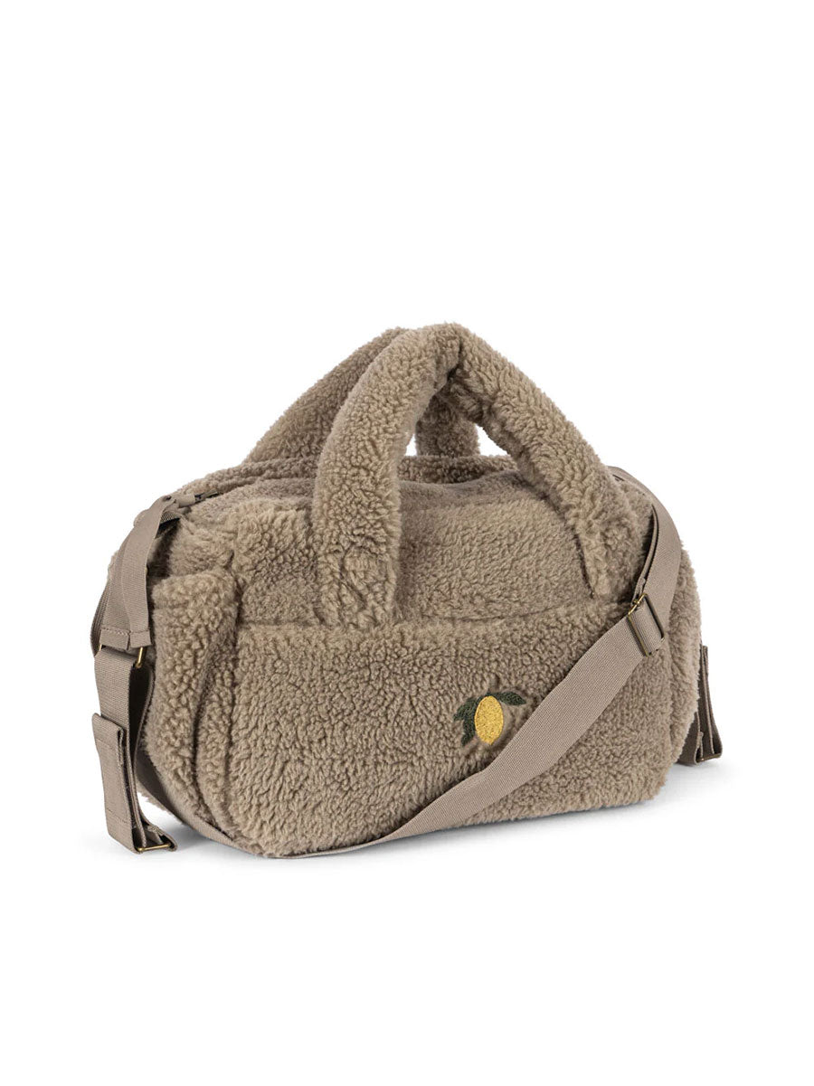 Mini pusletaske fra Konges Sløjd - Silver Beige Teddy