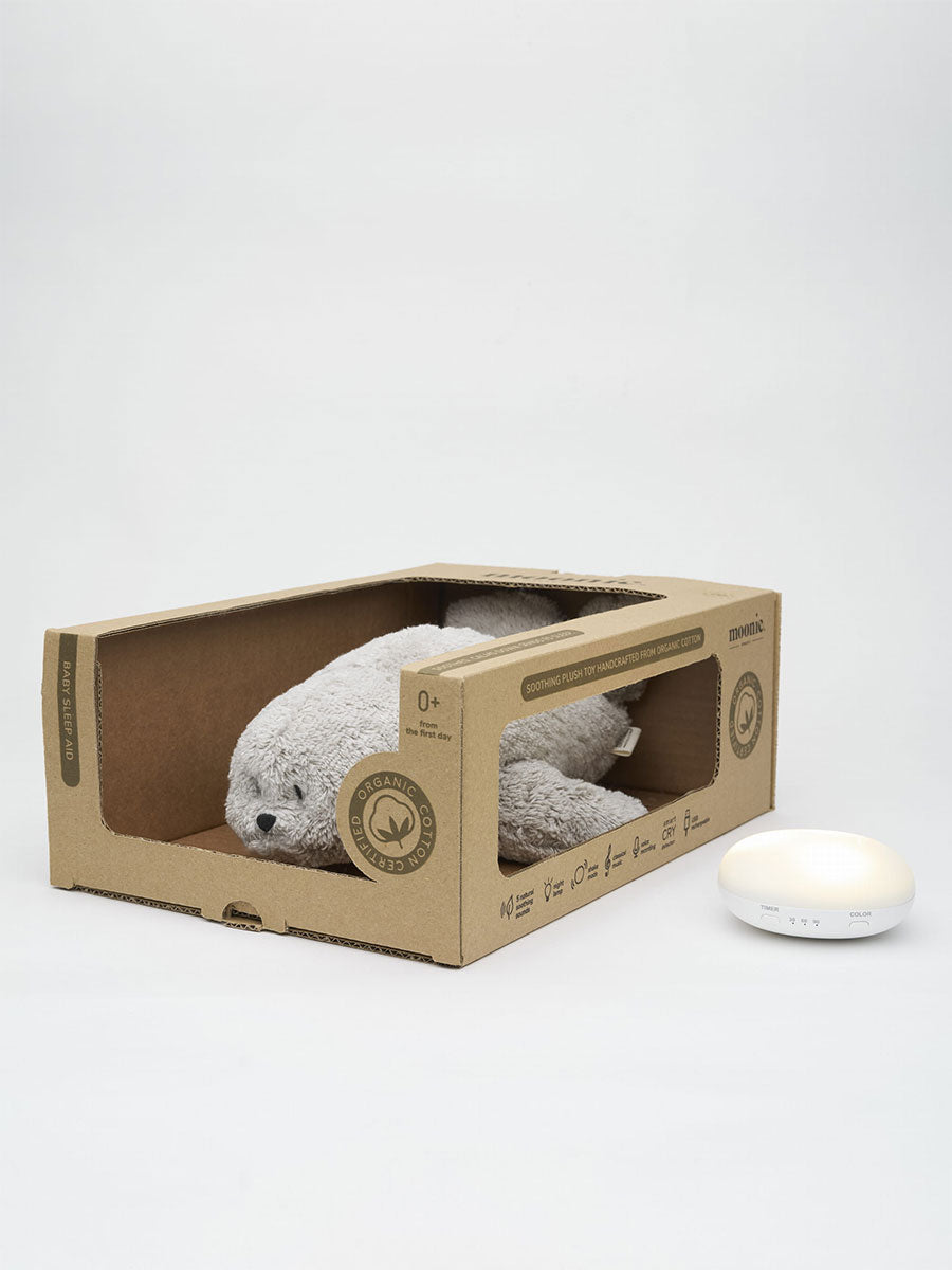 Bamse sæl med lys og lyd fra Moonie 2.0 - Grå