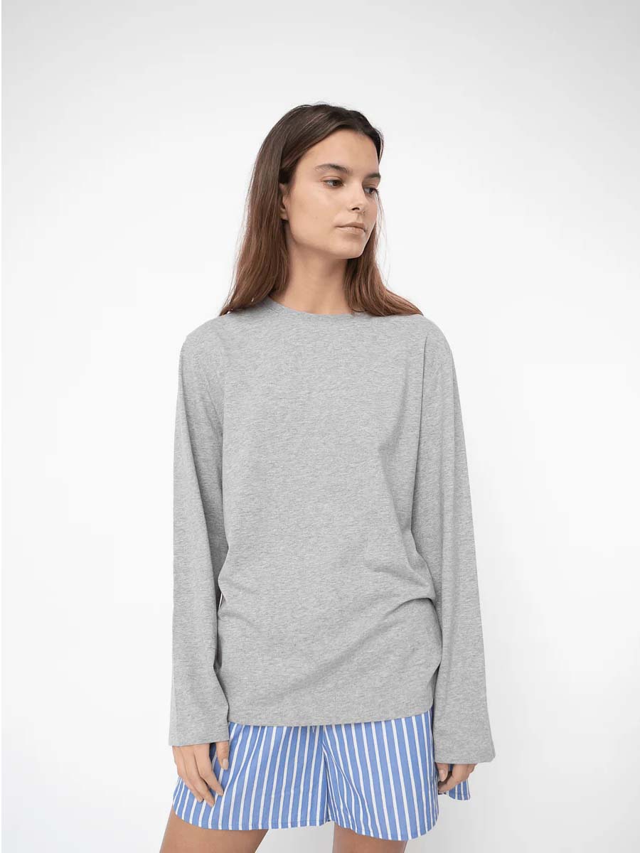 Langærmet T-shirt til mor fra Danske Studio Feder - Grey Melange