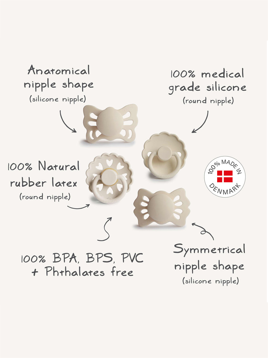 Begynder sutter fra Frigg (4-pak) - Floral heart/Cream