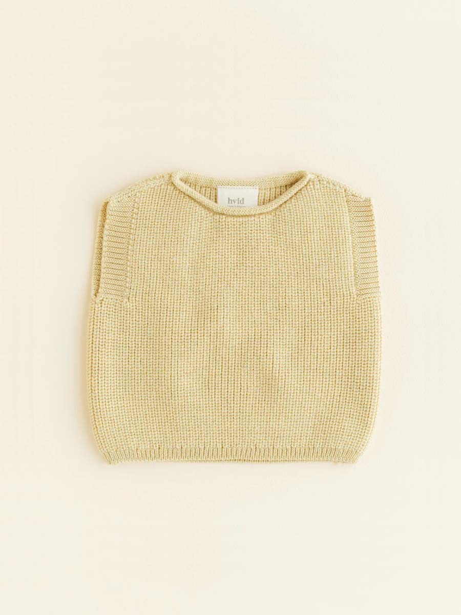 Vest i merino uld fra Hvid Knitware - Lys gul