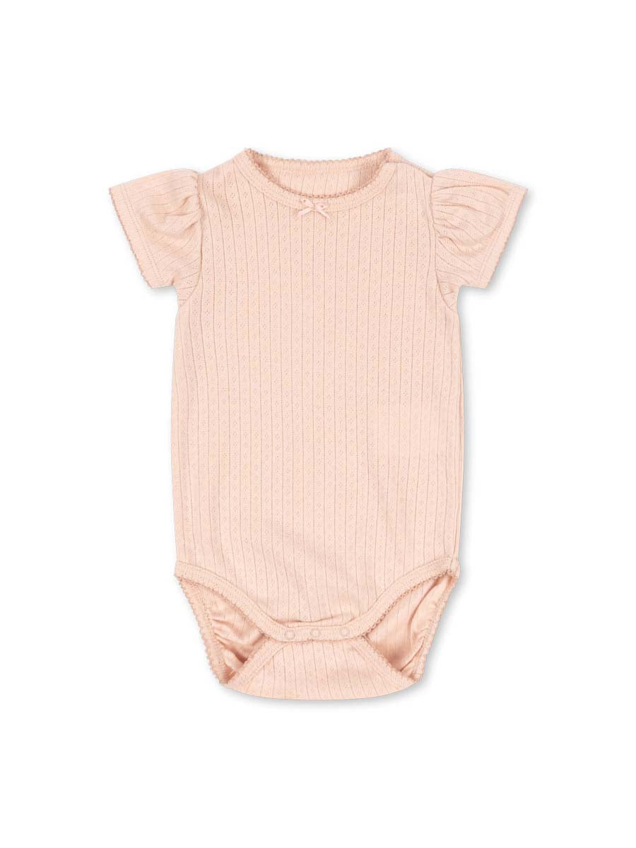 Sød bodystocking med korte ærmer og hulmønster fra danske Konges Sløjd.