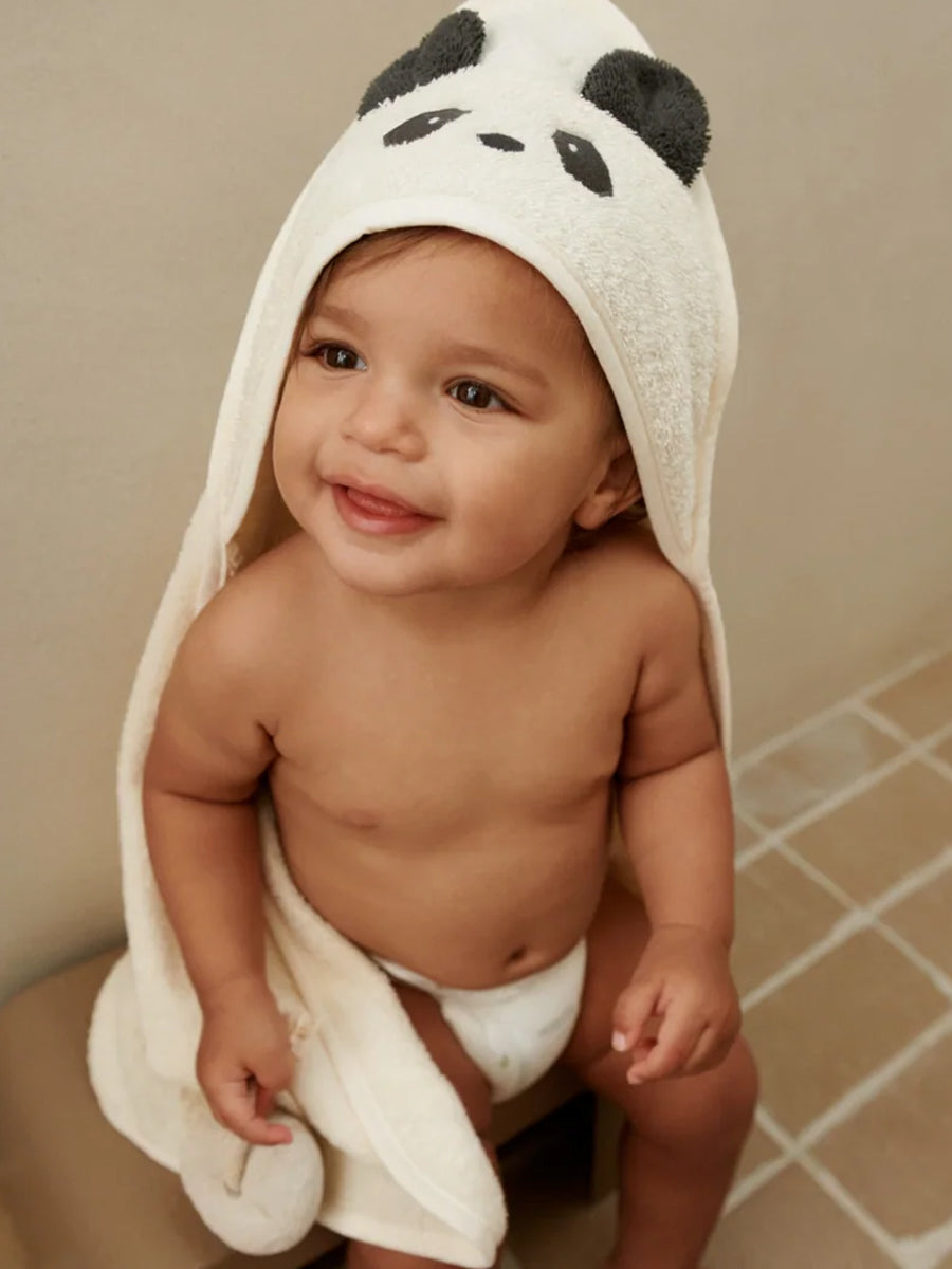 Håndklæde med hætte fra Liewood, baby - Panda Creme