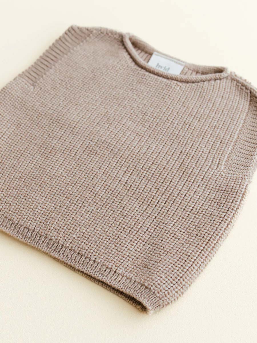Vest i merino uld fra Hvid Knitware, Sand