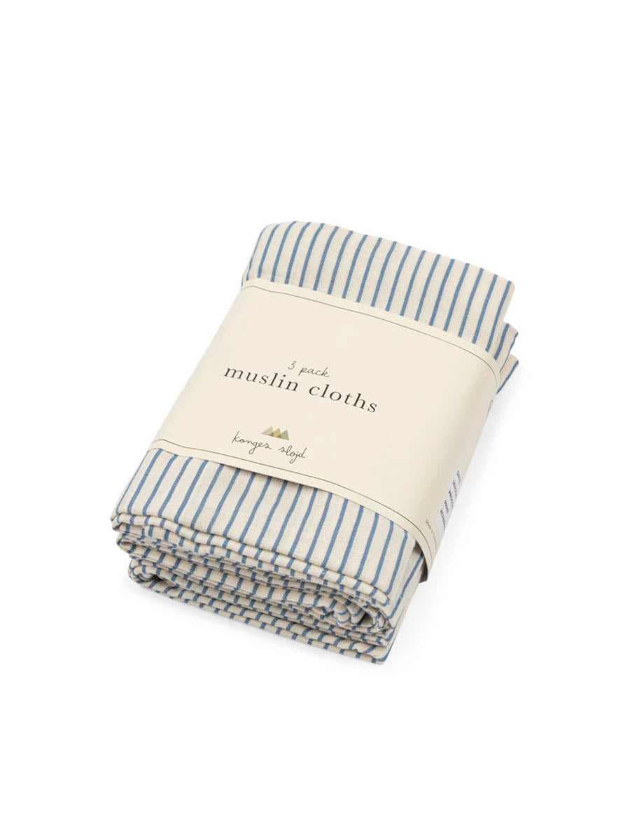 3-pak stofbleer med striber fra danske Konges Sløjd. 