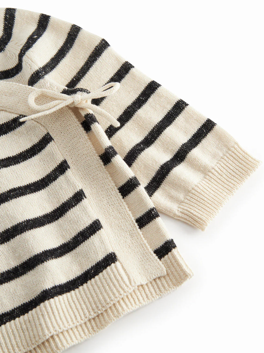 Strik med bindebånd fra MarMar, Off White Stripe