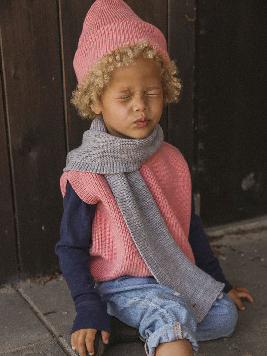 Fonzie Beanie i merino uld fra Hvid Knitware, - Bubblegum