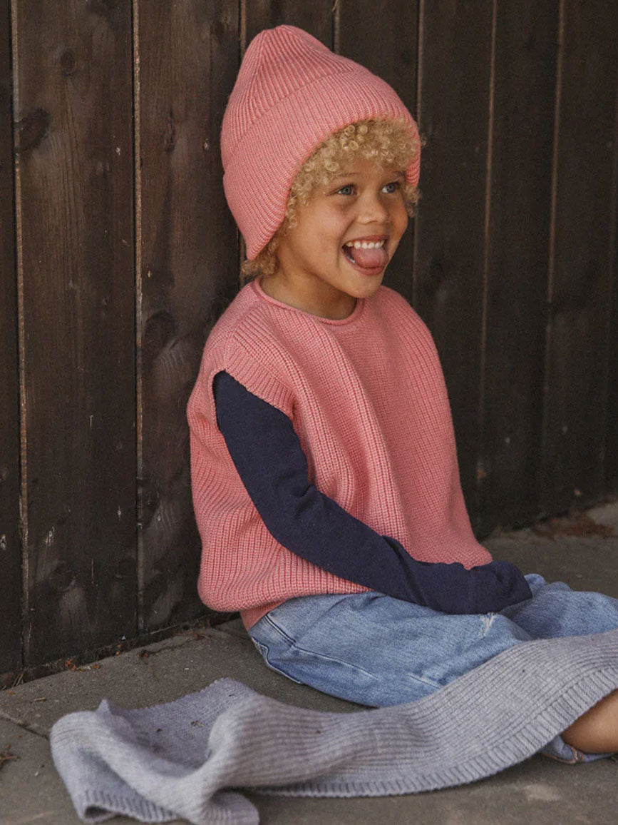 Fonzie Beanie i merino uld fra Hvid Knitware Bubblegum