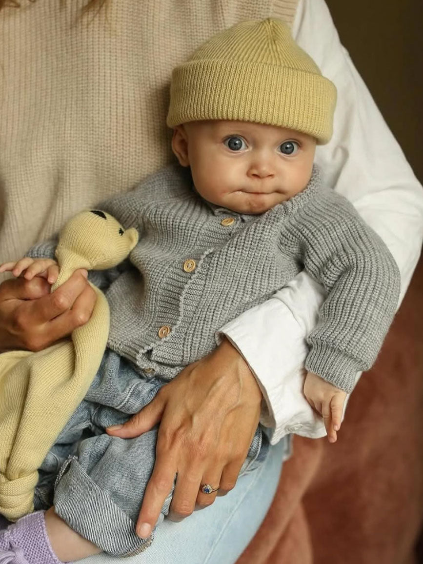 Beanie i merino uld fra Hvid Knitware, Fonzie - Light Yellow