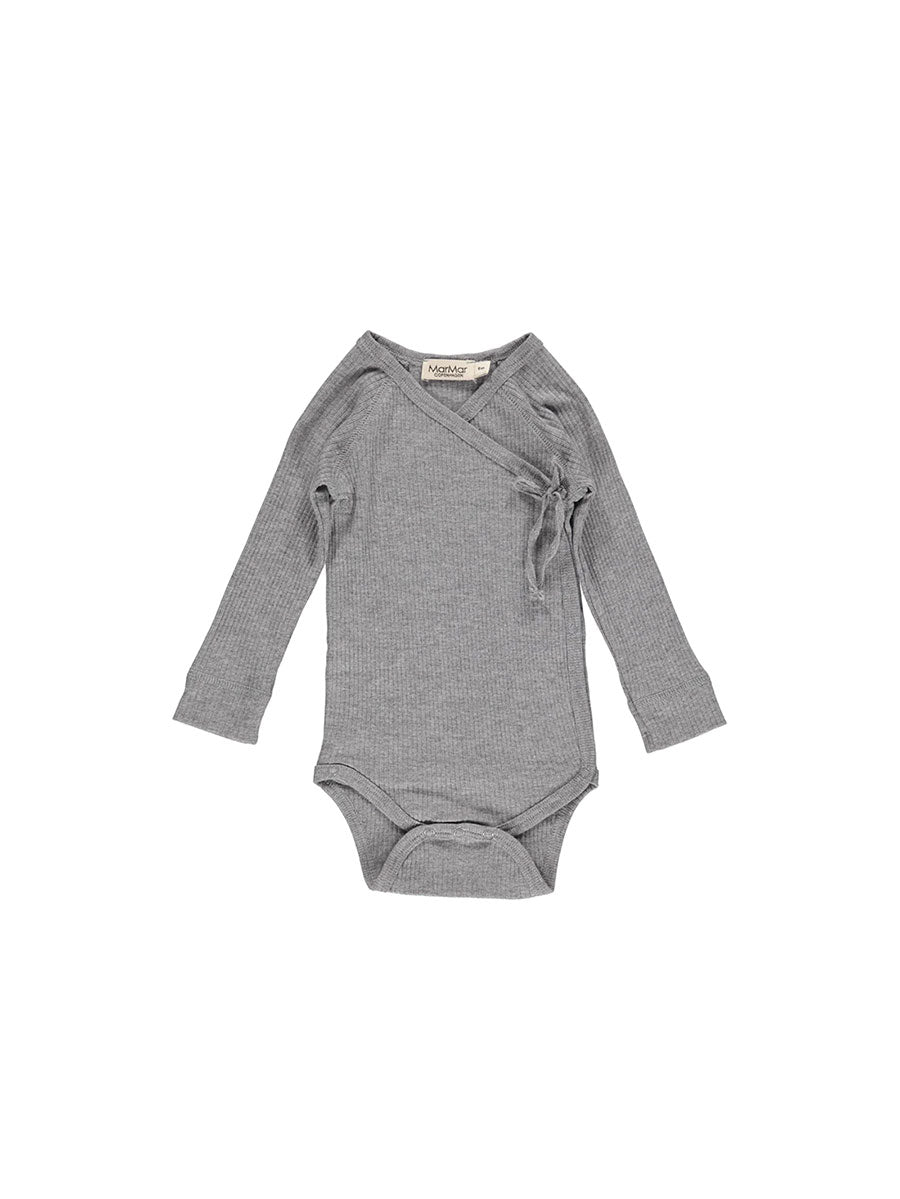 Newborn body med rib fra MarMar - Grey Melange