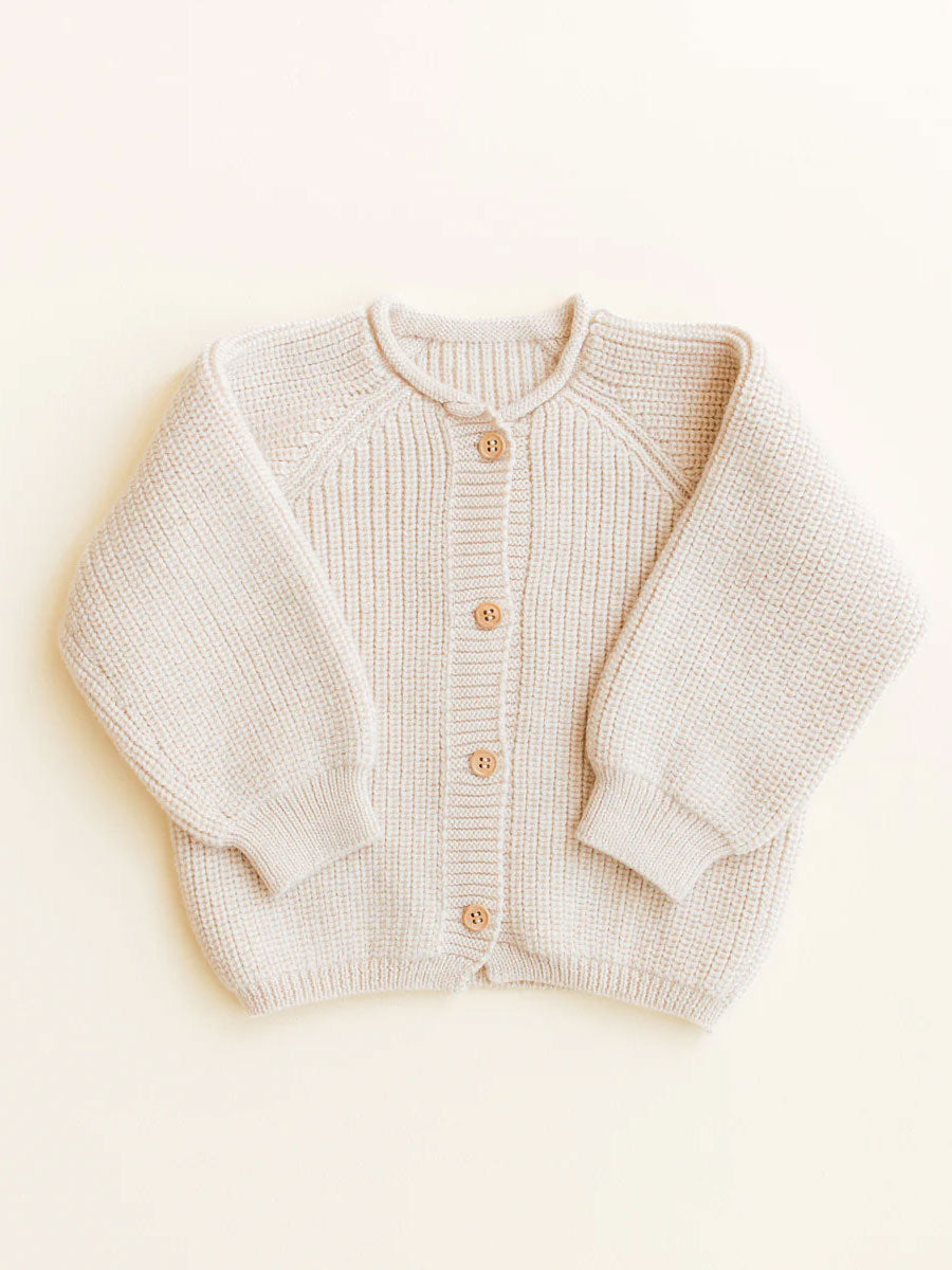 Cardigan i merino uld fra Hvid - Inga Cream