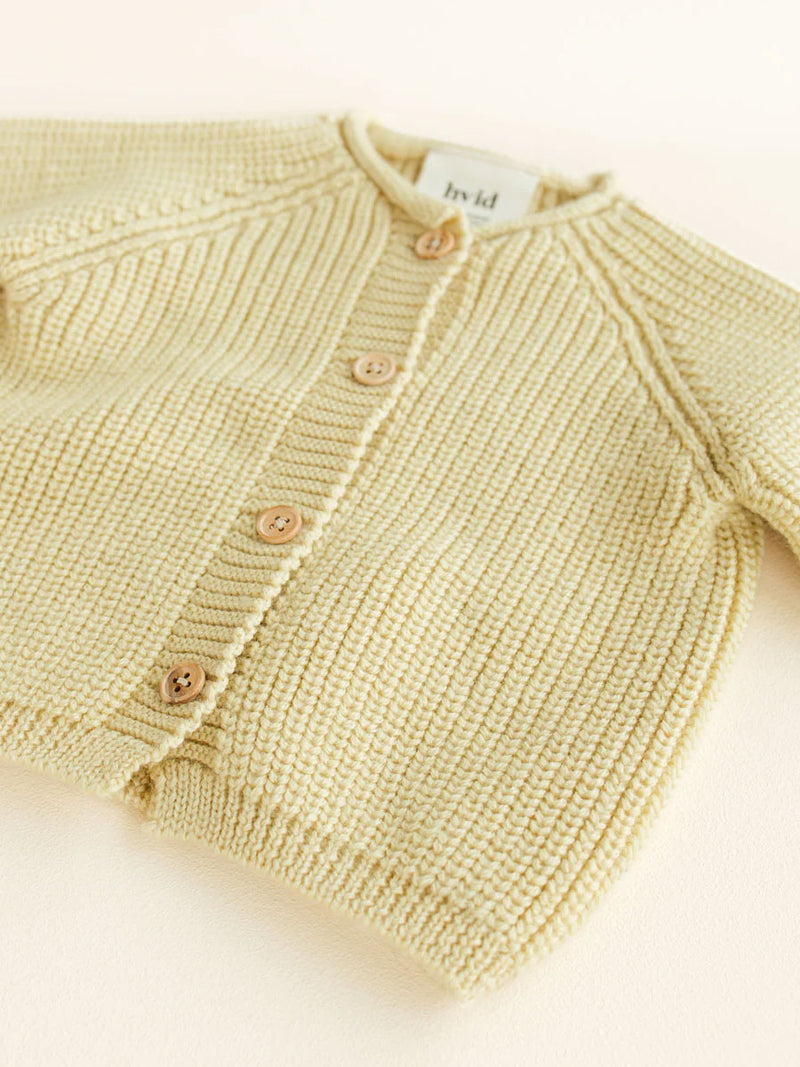 Cardigan i merinould fra Hvid - Inga Light Yellow