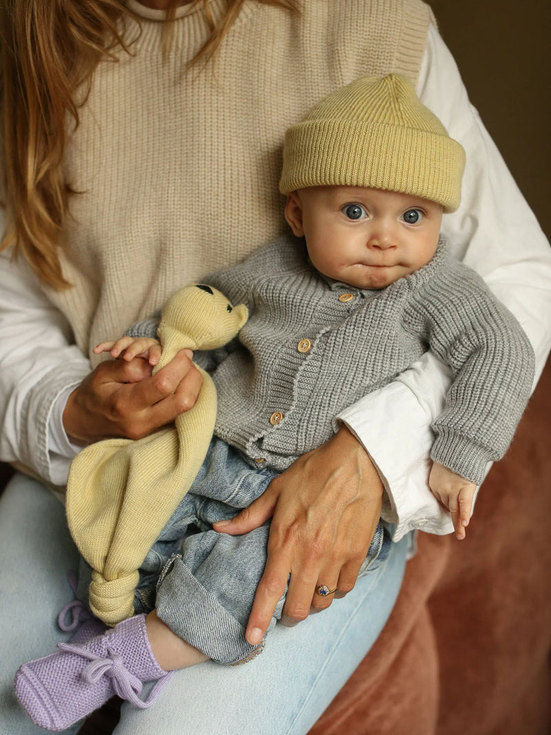 Cardigan i merino uld fra Hvid, Inga Grey Melange