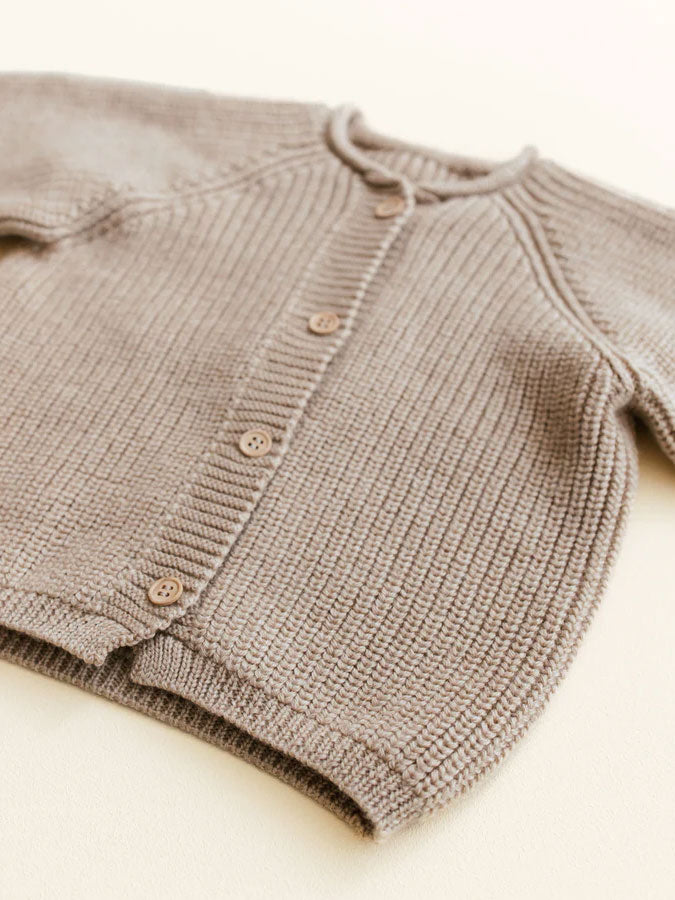 Cardigan i 100% merino uld fra Hvid - Inga Sand