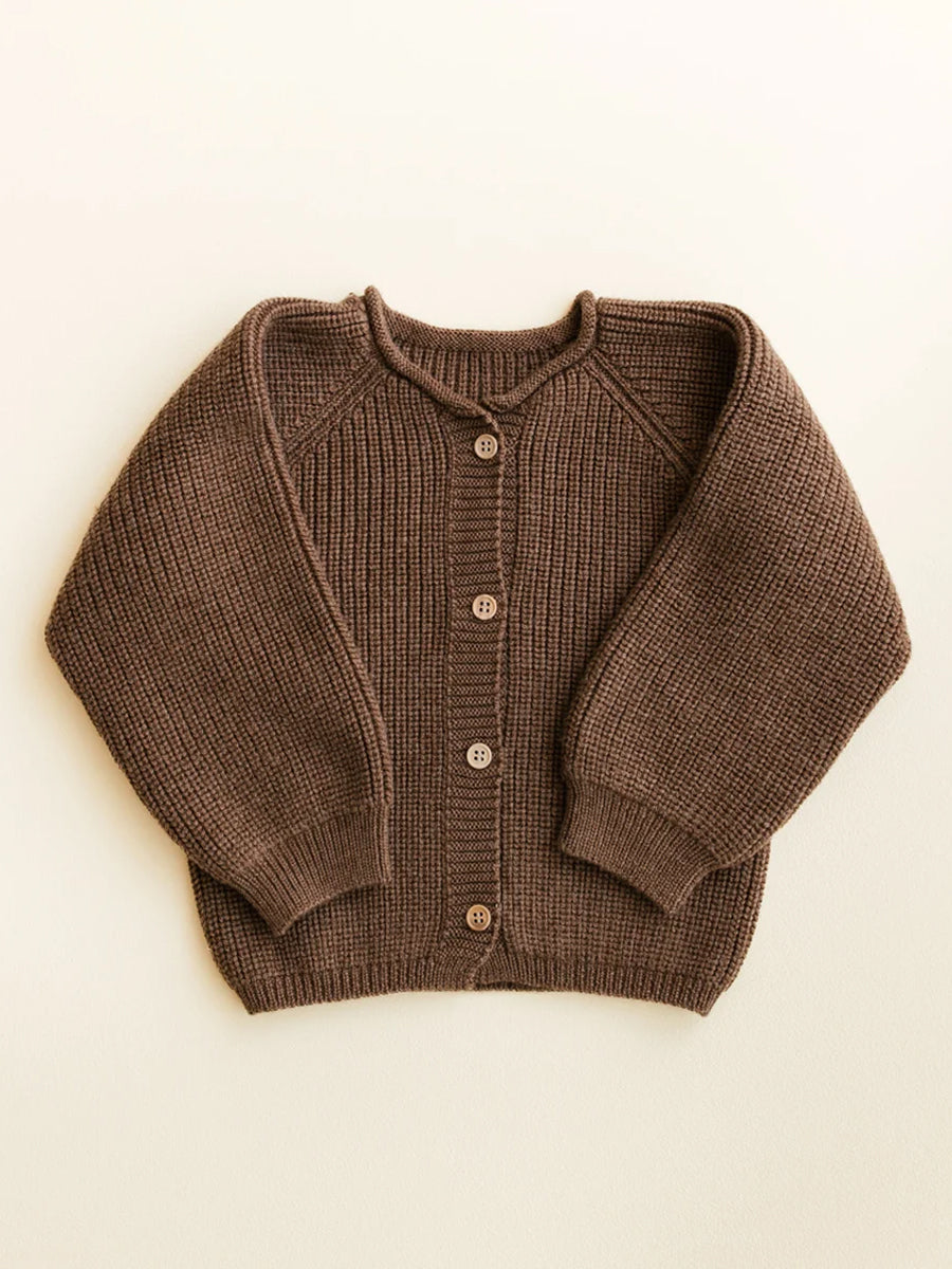 Cardigan i merino uld fra Hvid - Inga Mocha
