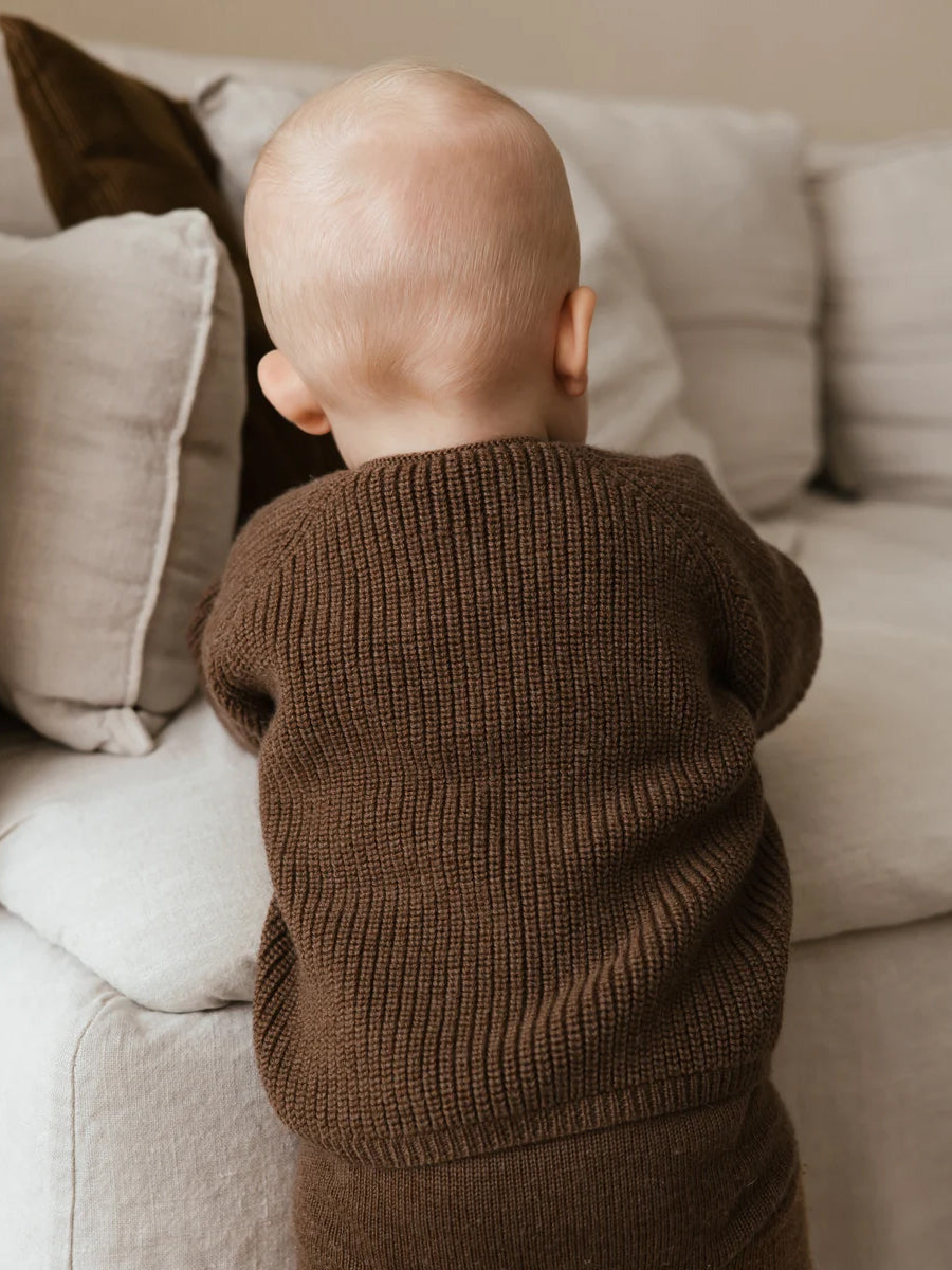 Cardigan i merino uld fra Hvid - Inga Mocha1