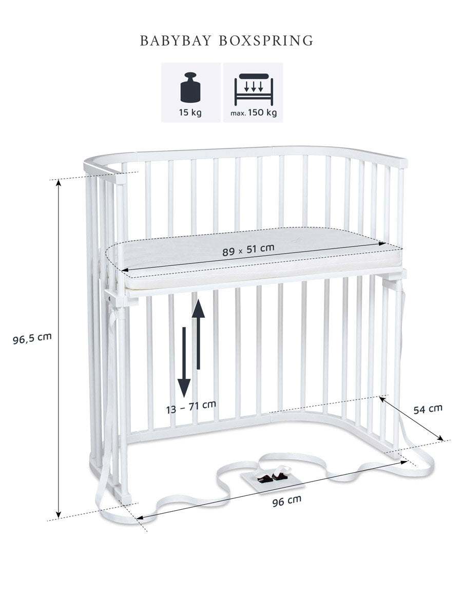 Babybay Boxspring mål eller størrelse