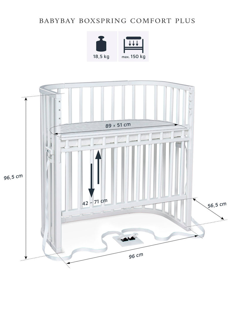 Babybay Boxspring Comfort Plus bedside crib med mål