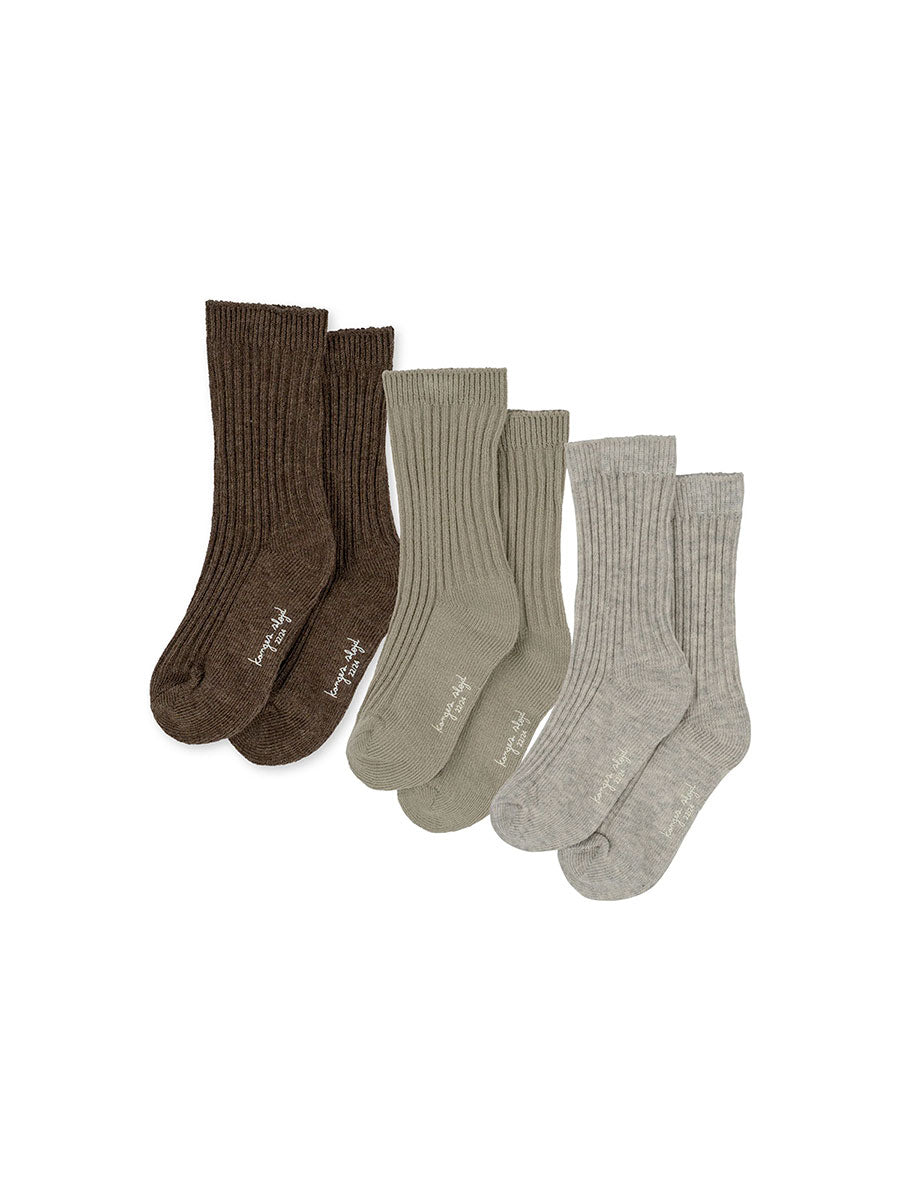 Strømper med rib fra Konges Sløjd - Grey / Ment / Brown