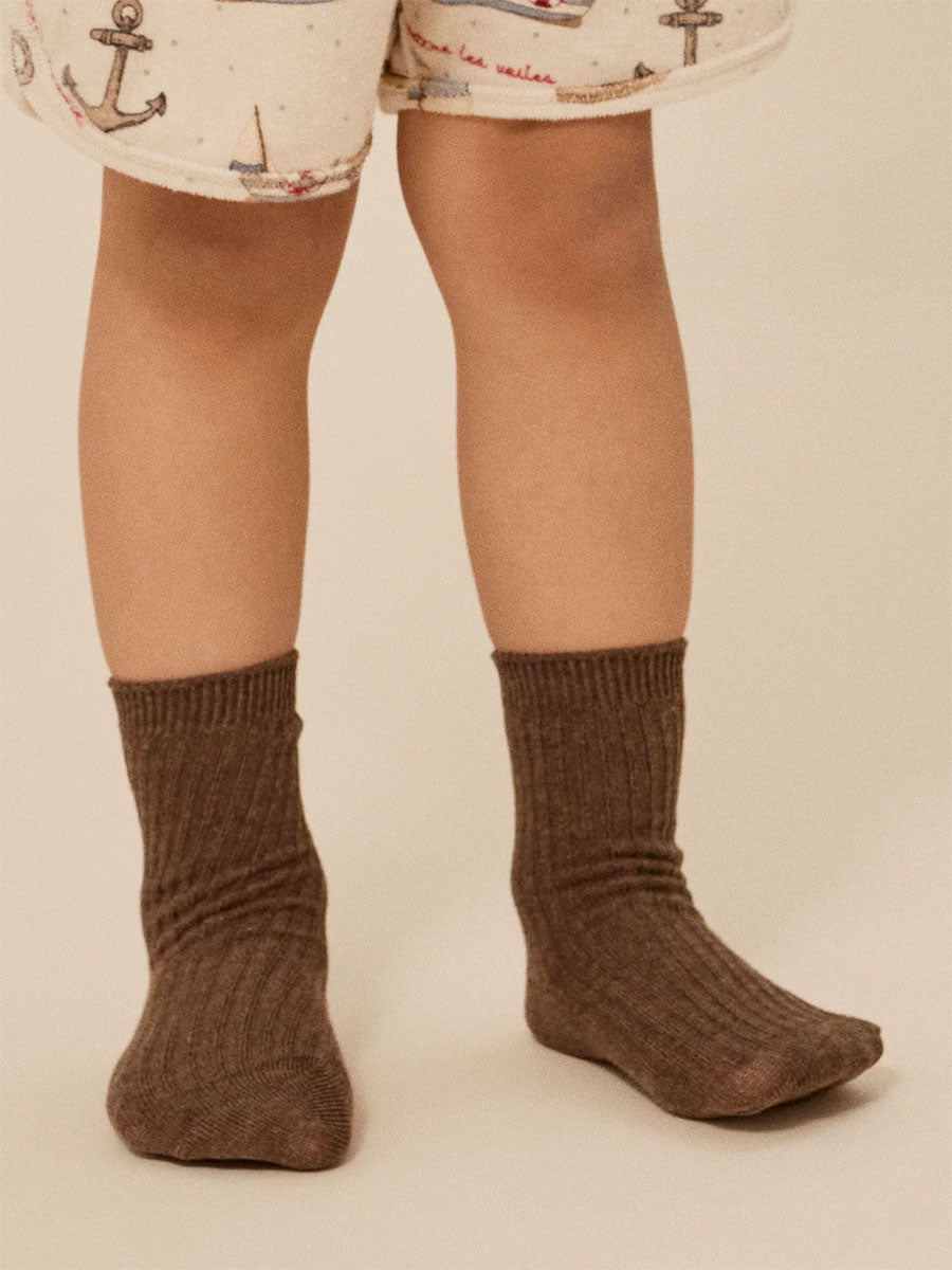 Strømper med rib fra Konges Sløjd (3 par) - Grey / Ment / Brown