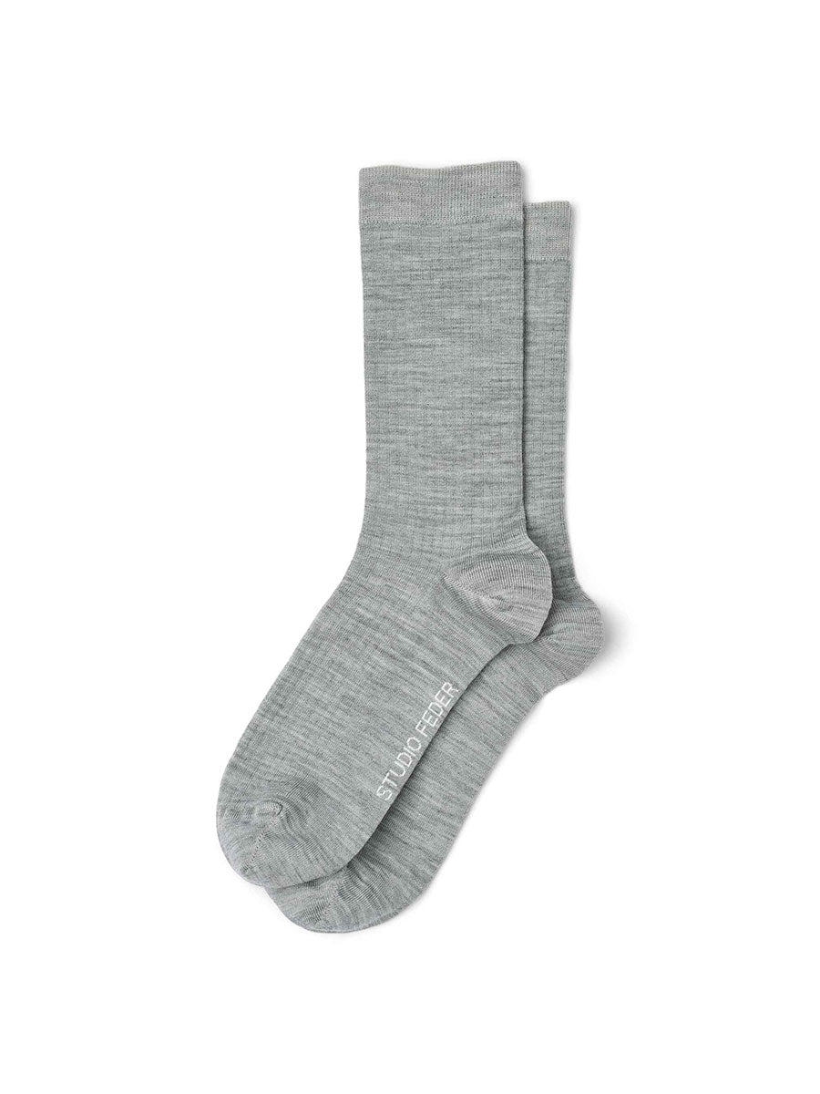 Uldstrømper til mor fra Studio Feder - Light Grey Melange