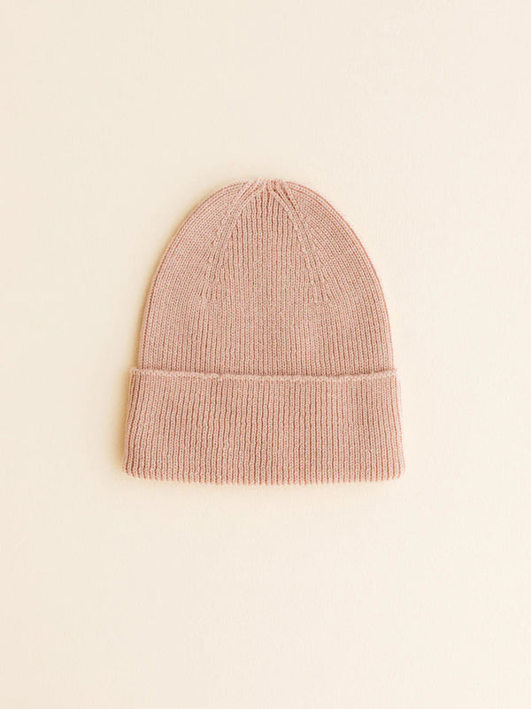 Beanie til nyfødt i merino uld fra Hvid Knitware, Fonzie newborn - Rose