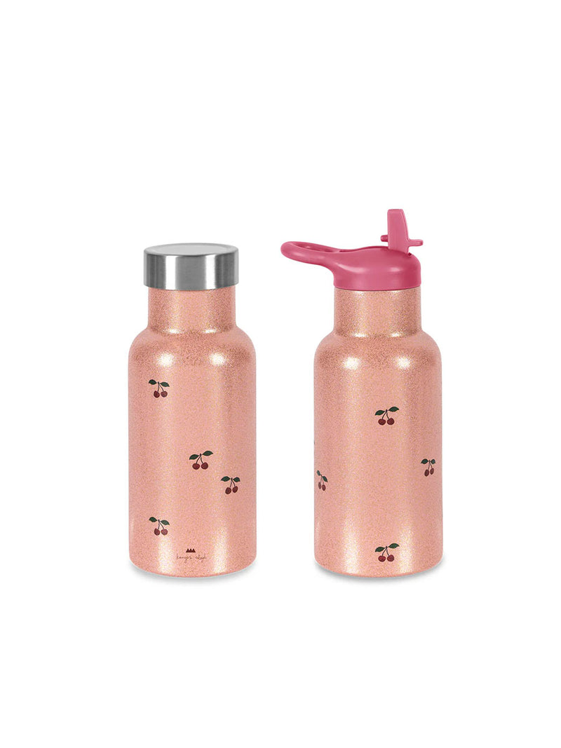 Termoflaske med glitter og bund i rustfrit stål. Cherry