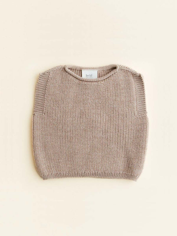 Vest i merino uld fra Hvid Knitware - Sand