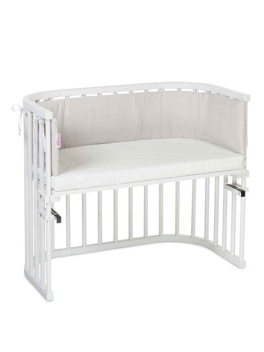 Sengerand til Babybay i vaffelvævet Bomuld - Lysegrå.