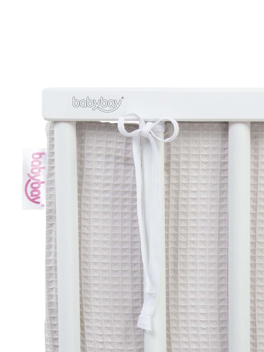 Sengerand til Babybay i vaffelvævet Bomuld, Lysegrå