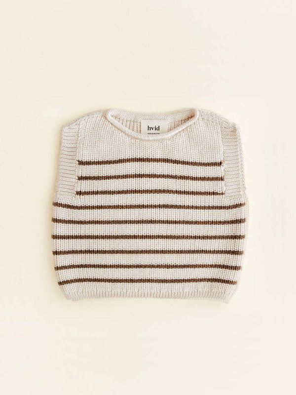 Vest i merino uld fra Hvid Knitware - Cream/Mocha
