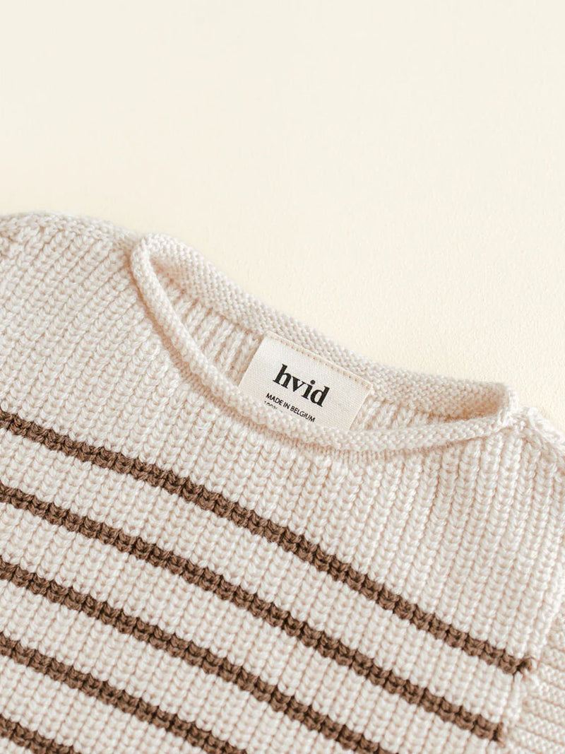 Vest i merino uld fra Hvid Knitware - Cream/Mocha.