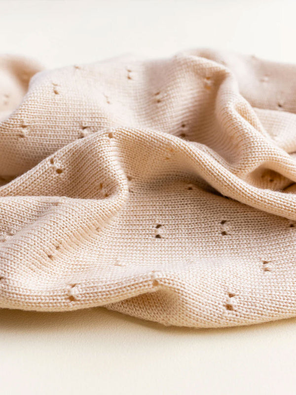 Tæppe i merino uld fra Hvid Knitware - Bibi Oat