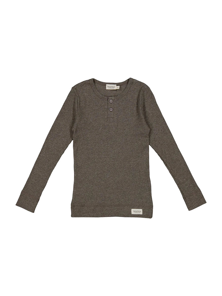 Bluse med rib fra MarMar - Coffee Melange