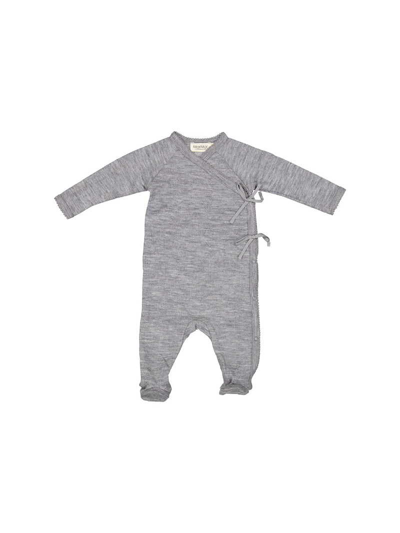 Newborn heldragt i uld Pointelle fra MarMar - Grey Melange