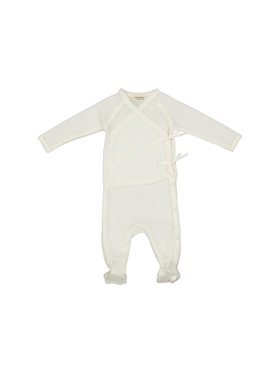 Newborn heldragt i uld Pointelle fra MarMar - Natural
