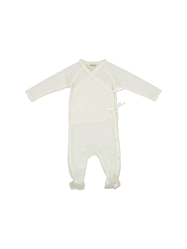 Newborn heldragt i uld Pointelle fra MarMar - Natural