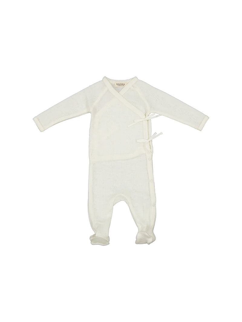 Newborn heldragt i uld Pointelle fra MarMar - Natural