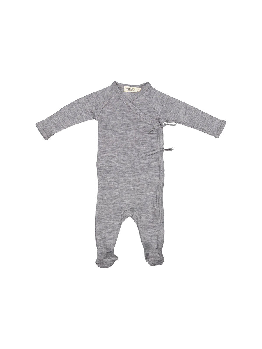 Newborn heldragt i uld rib fra MarMar - Grey Melange