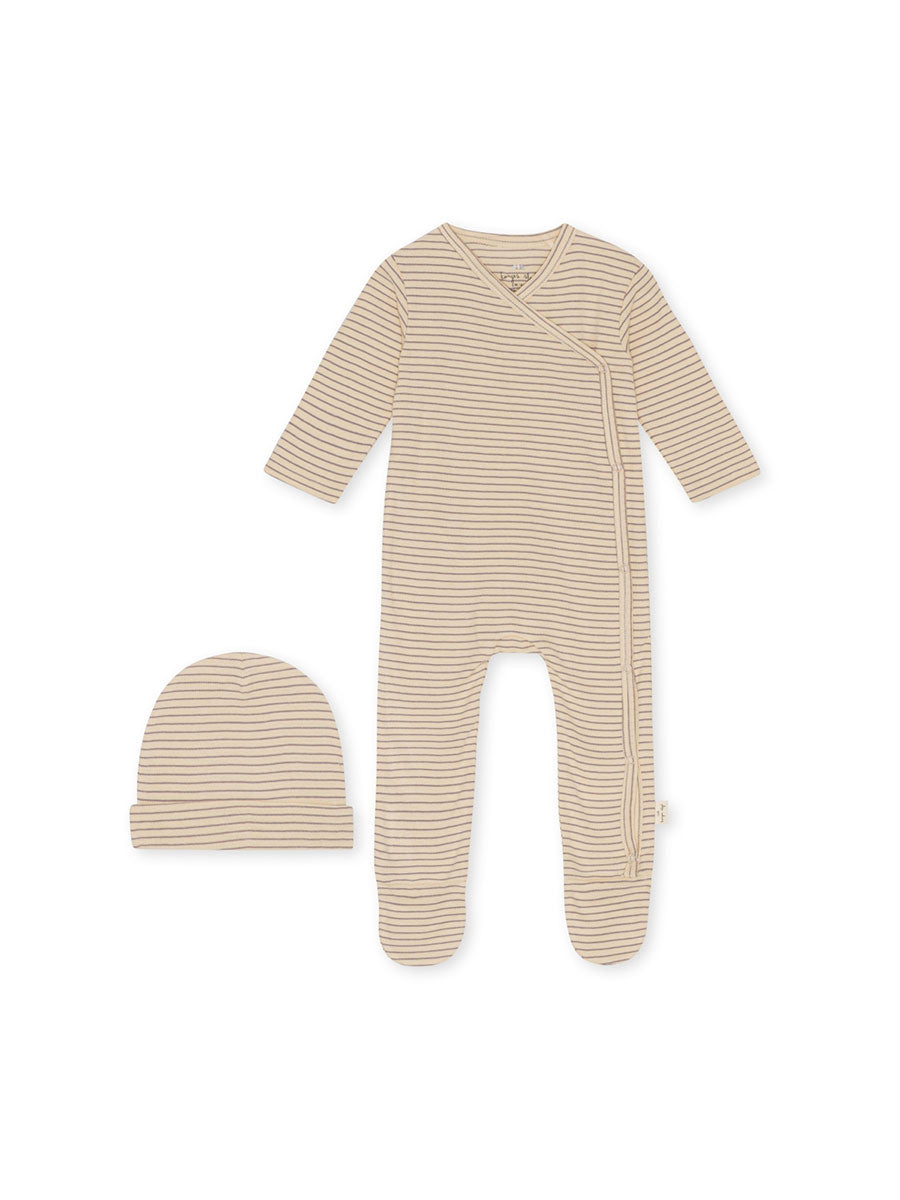 Newborn heldragt med hue fra Konges Sløjd - Silver Stripe