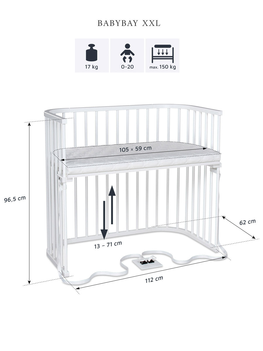 Mål for Babybay XXL bedside