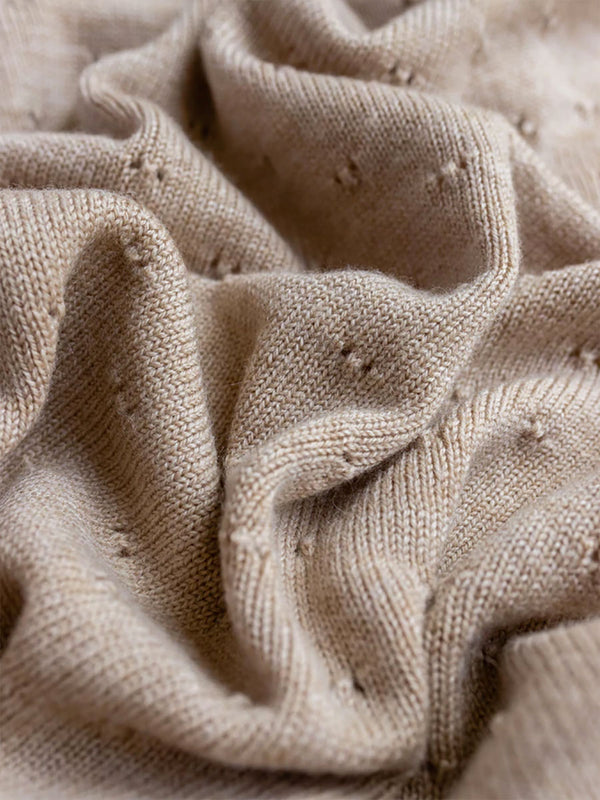 Babytæppe i uld fra Hvid Knitware - Sand